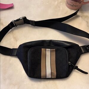 Coach Black and Brown Stripe Belt Bag